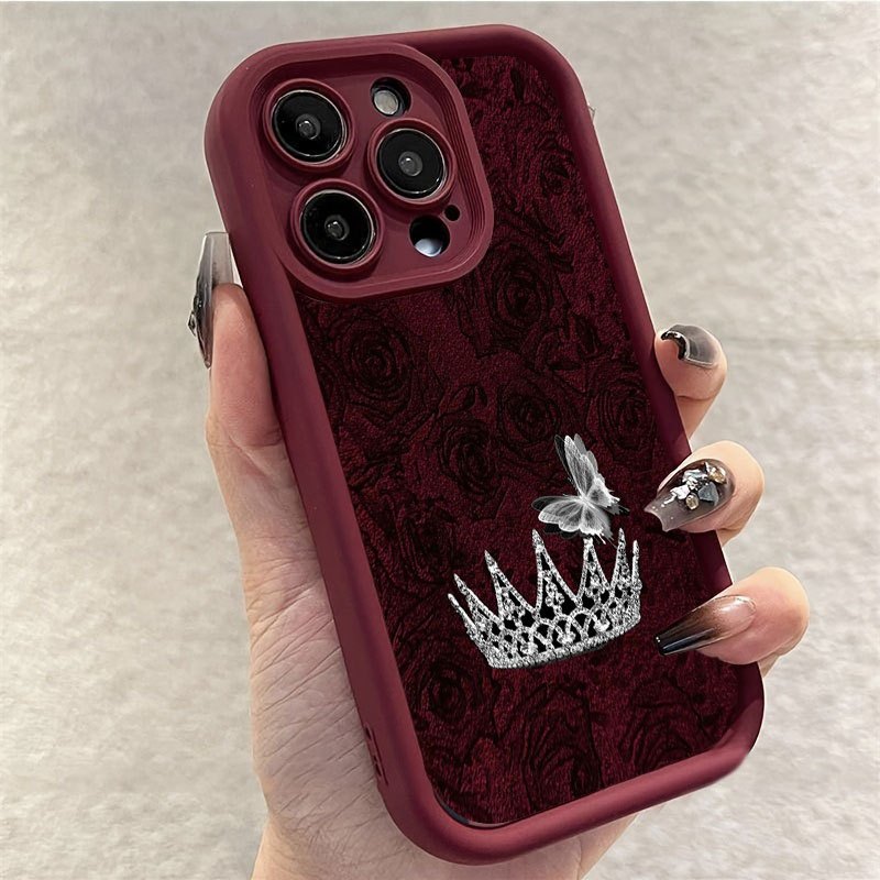Apple Iphone 15 Pro Max - Handyhülle mit roter Rose und silberner
